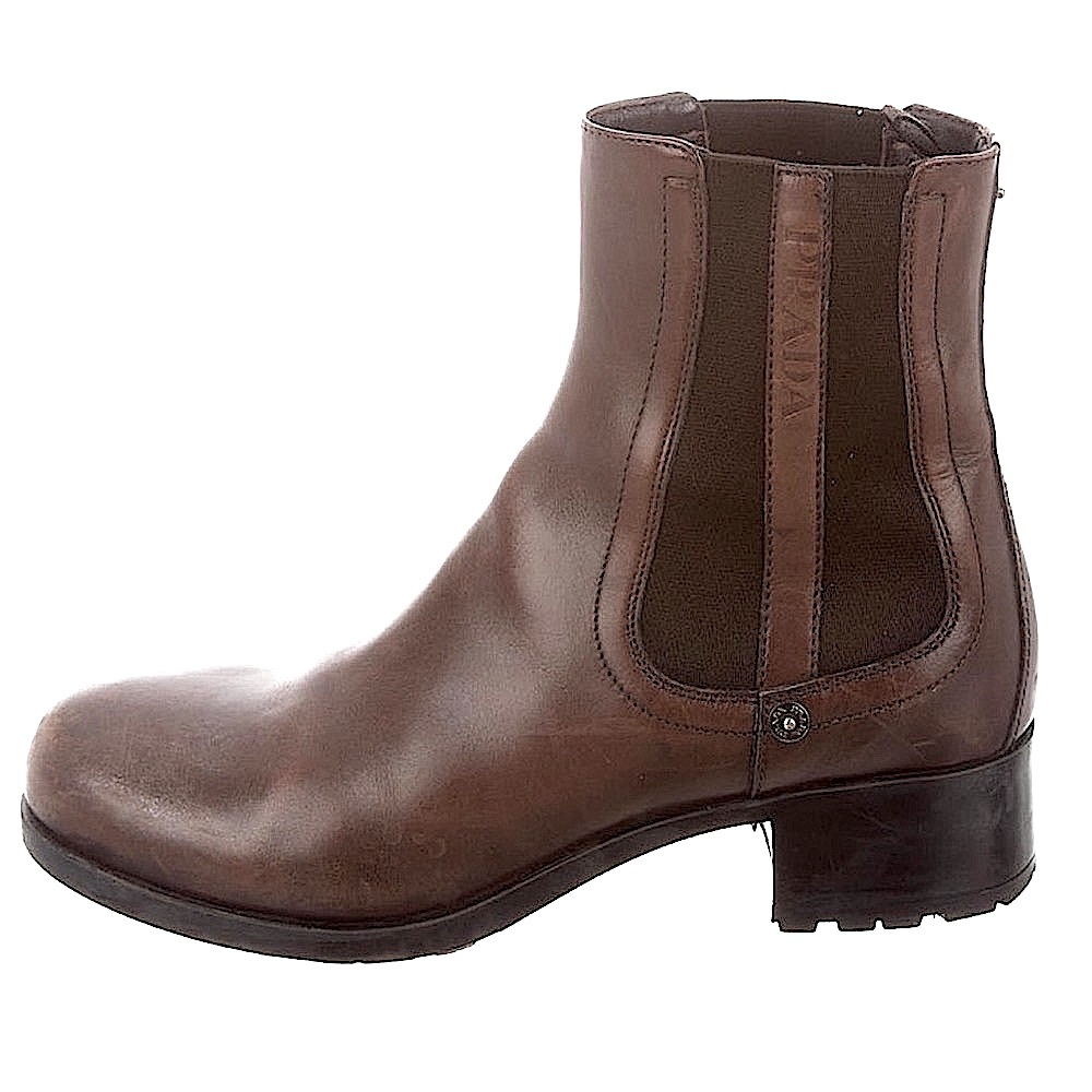 PRADA Brown Leather Ankle Boot